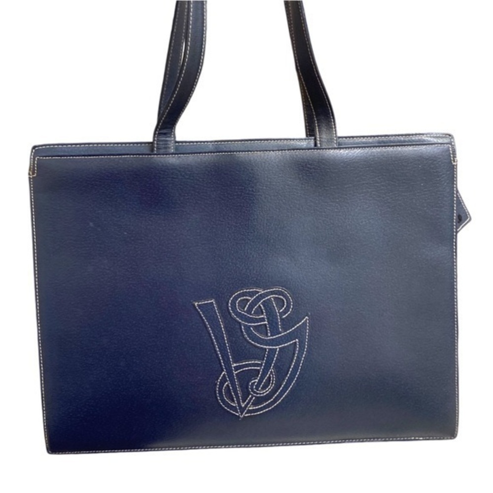 Valentino garavani vintage blue leather large tote laptop bag unisex rare Italy
